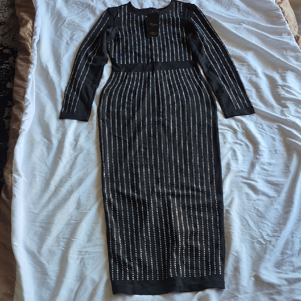 Elegant Black Dress with Silver Accents